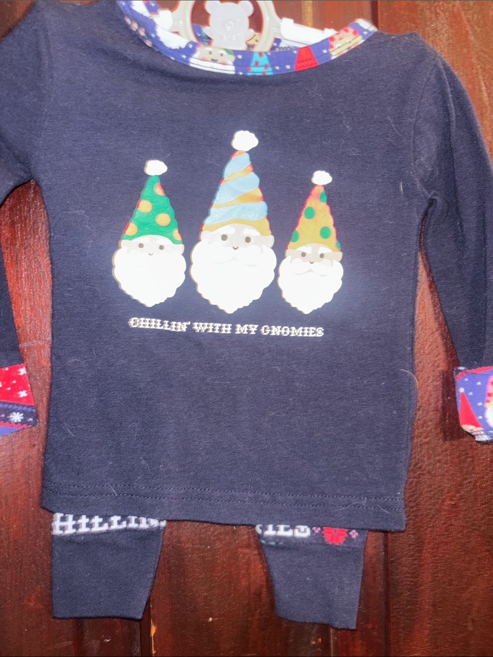 Carter's Navy Long Sleeve Top with Gnome Trio Graphic